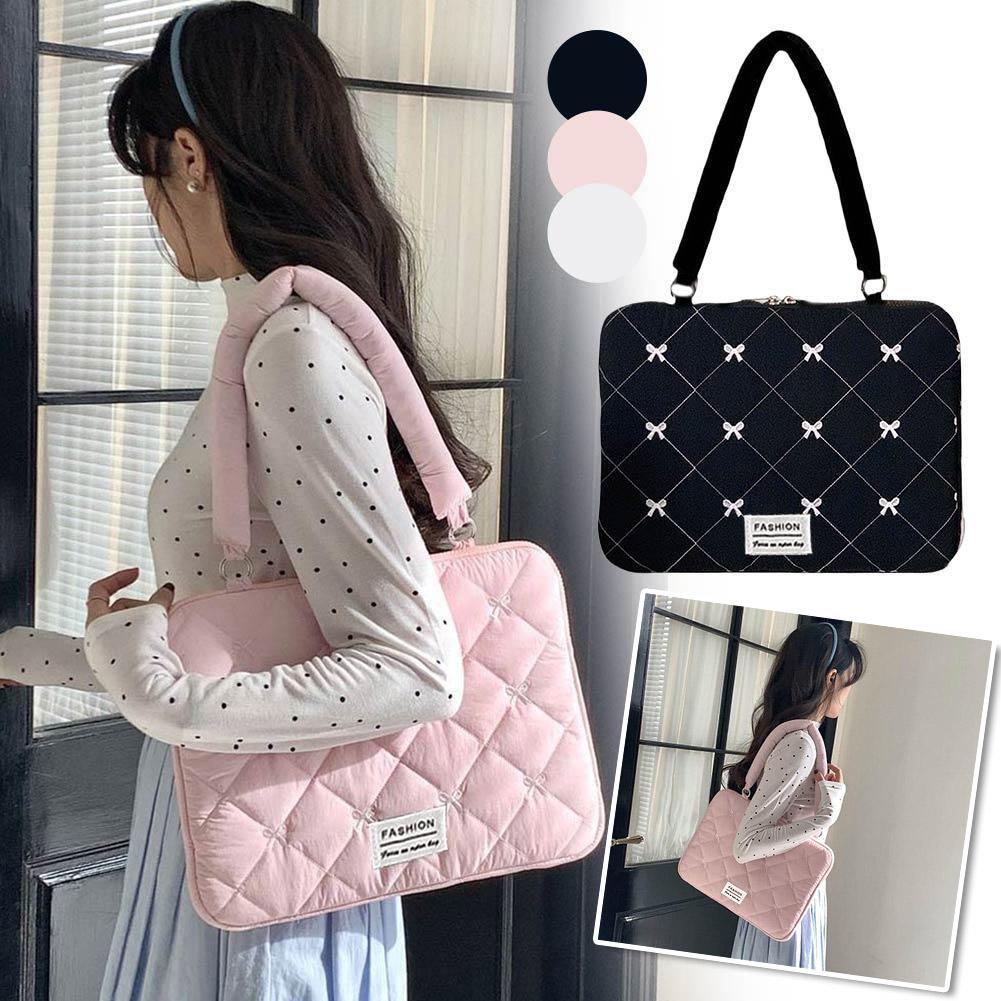 Laptop Accessories Pouch - Cute Bow Embroidered Laptop Sleeve Bag