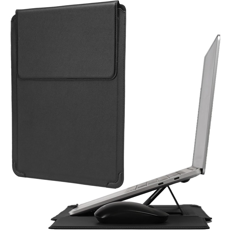 Laptop Accessories Pouch - Adjustable Stand Leather Laptop Sleeve Case