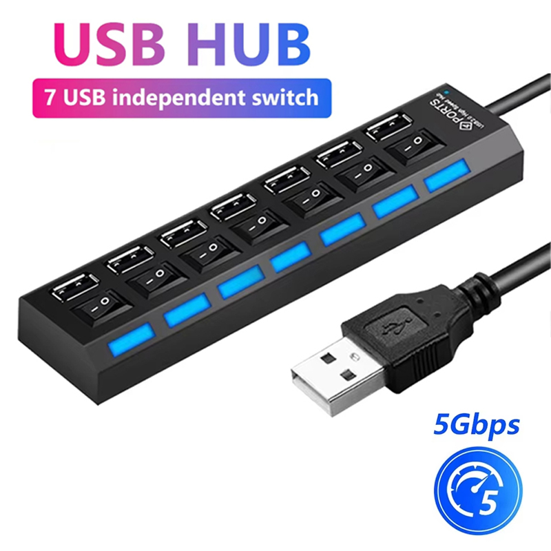 7 Port USB 2.0 Hub Splitter Fo - Laptop Accessories For Office recension och pris